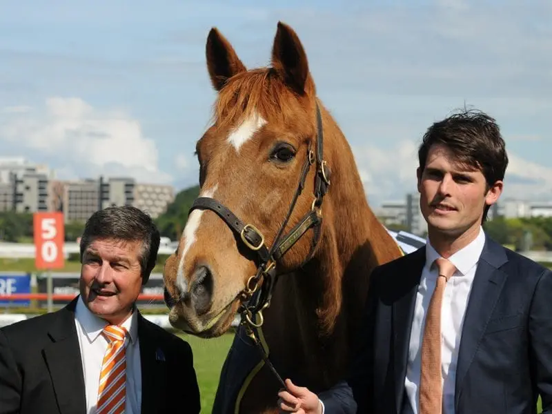 Saintly, trained by the late Bart Cummings to win the 1996 Cox Plate-Melbourne Cup double, has died. Melbourne Cup winner Saintly with Darren Beadman and James Cummings