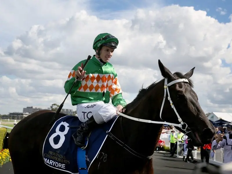 Canberra trainer Philip Courtney is seeking a black-type breakthrough for Maryore at Doomben. Maryore ridden by Tim Clark