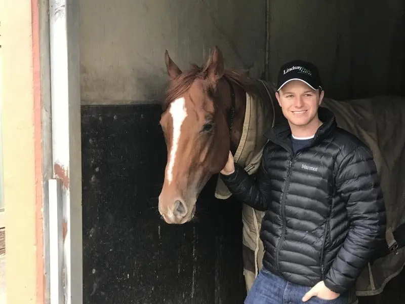Co-trainer Ben Hayes with Seaburge, one of two Lindsay Park runners in the Makybe Diva Stakes. Seaburge and Ben Hayes