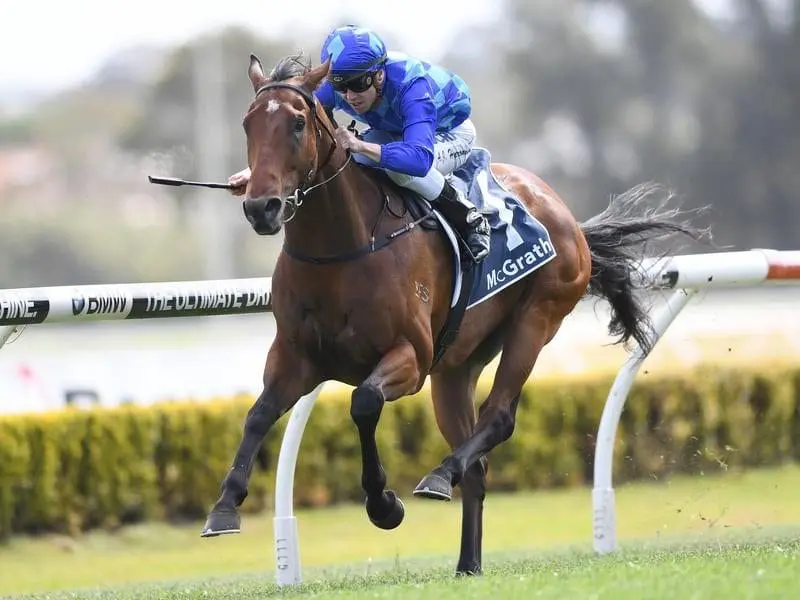 Stonebrook, ridden by Adam Hyeronimus, clears out for an easy win at Canterbury. Stonebrook wins at Canterbury.