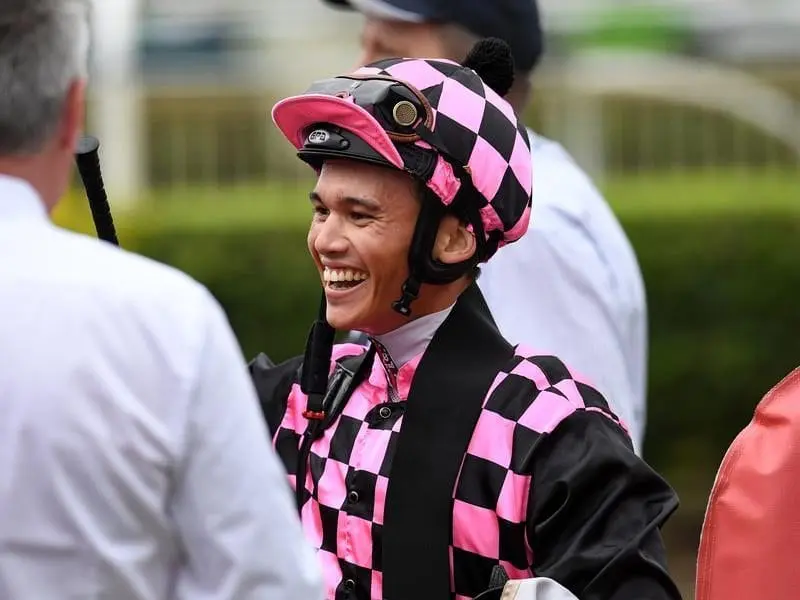Jockey Matt McGillivray after riding No Annamossity, one of his quartet of Doomben winners. mcgillivray