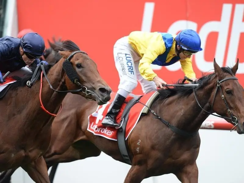 The Tony McEvoy-trained Roomooz (right) returns the Moonee Valley, the scene of her last win. roomooz