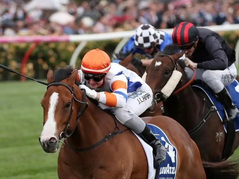 Jamie Kah has ridden a Melbourne Cup day winner at Flemington. Jamie Kah wins on Dollar For Dollar.