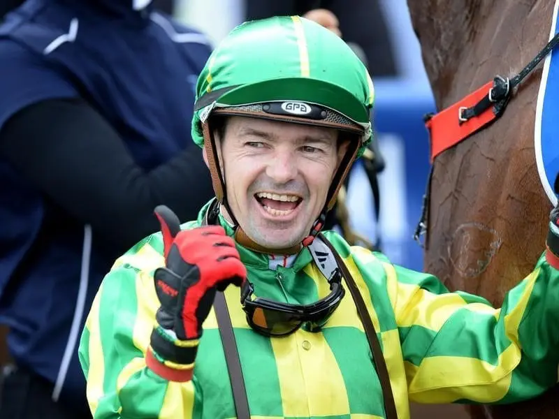 Dean Yendall is aiming for a third Group One win of the season in combination with Anthony Freedman. Jockey Dean Yendall celebrates a win