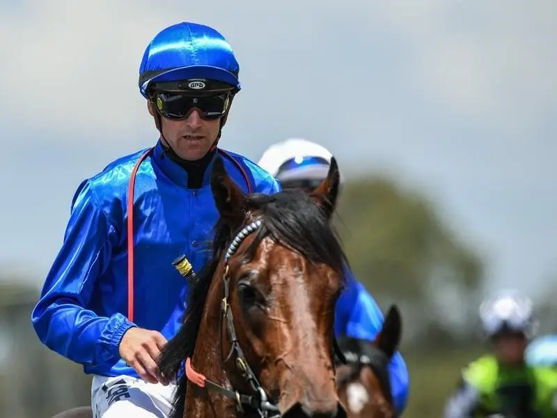 Jockey Tye Angland returns to scale after winning on Dynamited at Rosehill. Tye Angland returns to scale after winning on Dynamited.
