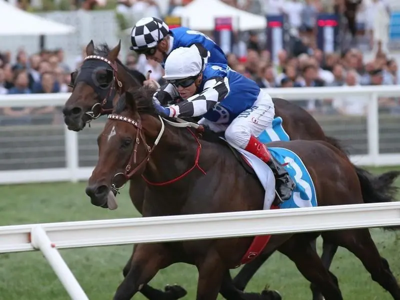 Brave Smash wins the Futurity Stakes at Caulfield