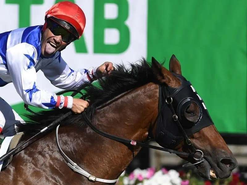 Michael Walker reacts after Harlem won the TAB Australian Cup