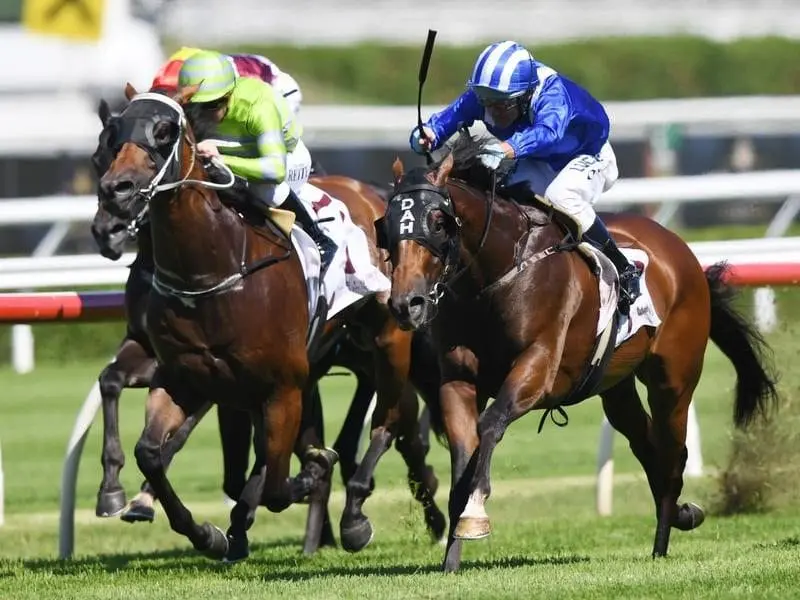 Muraaqeb ridden by Damien Oliver wins race two at Randwick