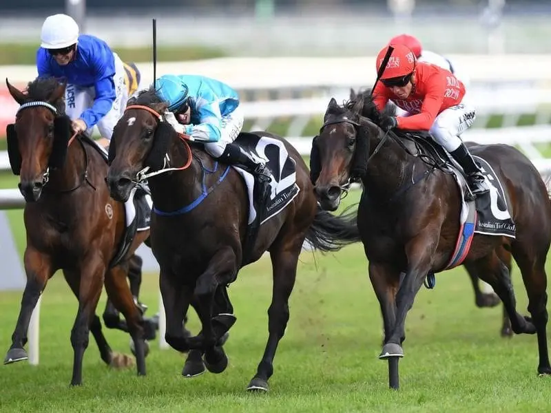 Moss Trip ridden by Kerrin McEvoy (right)