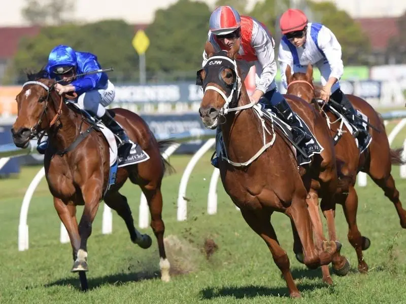 Hugh Bowman rides Jolly Honour to win race 3 at Rosehill