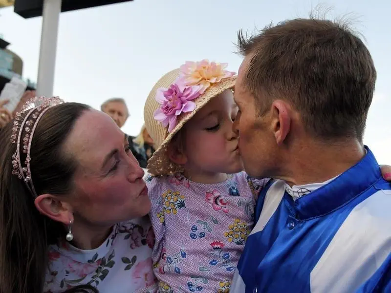 Hugh Bowman and family at Randwick.