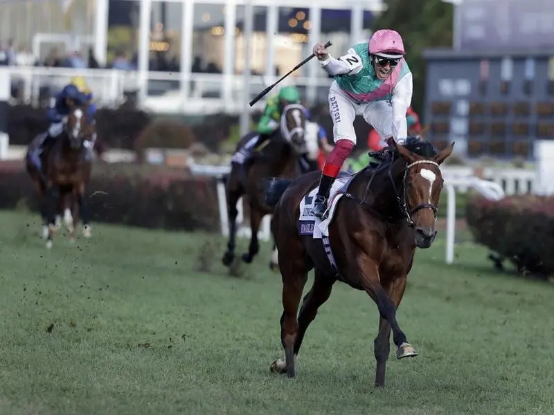 Frankie Dettori has ridden Enable to a stirring victory in the Breeders' Cup Turf. enable