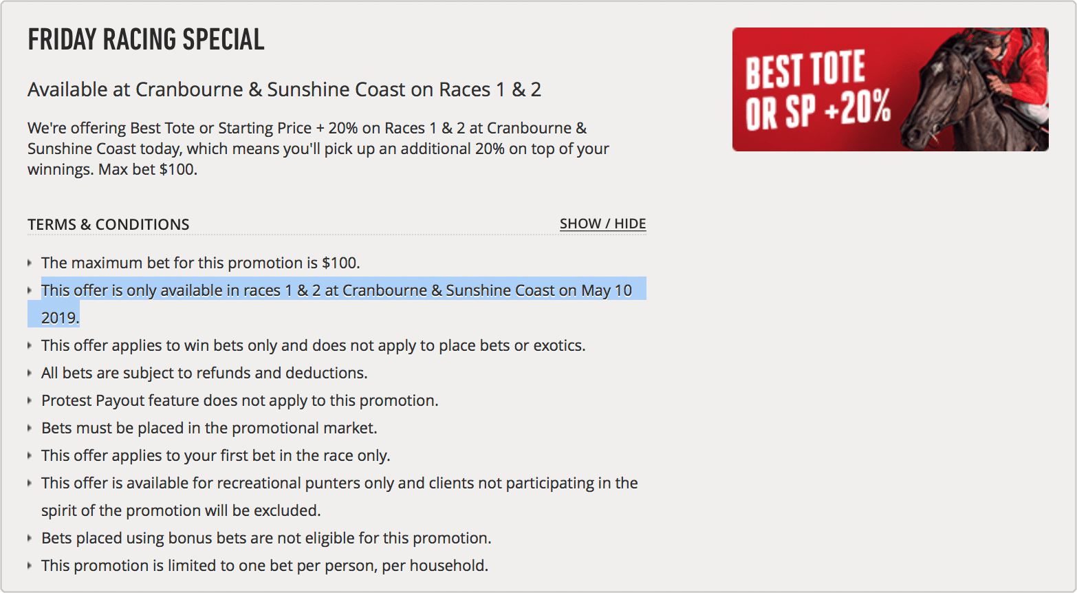 Online Bookmaker Promotions - Ladbrokes Racing Special