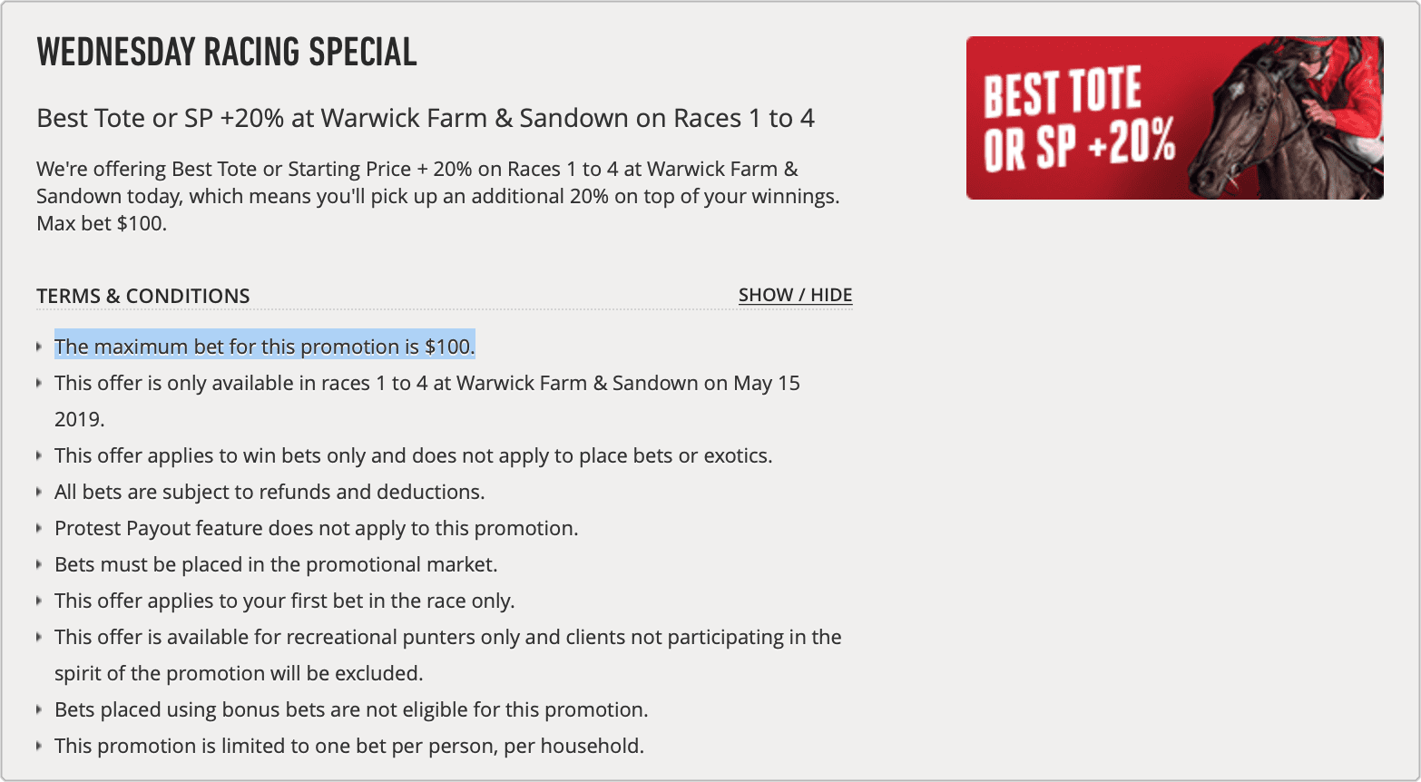 Ladbrokes Bonus Terms & Conditions Online Bookmaker Promotions - Ladbrokes Racing Special