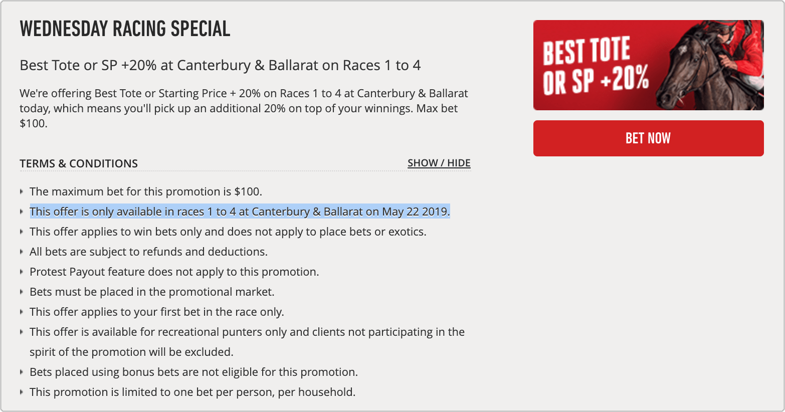 Online Bookmaker Promotions - Ladbrokes Racing Special