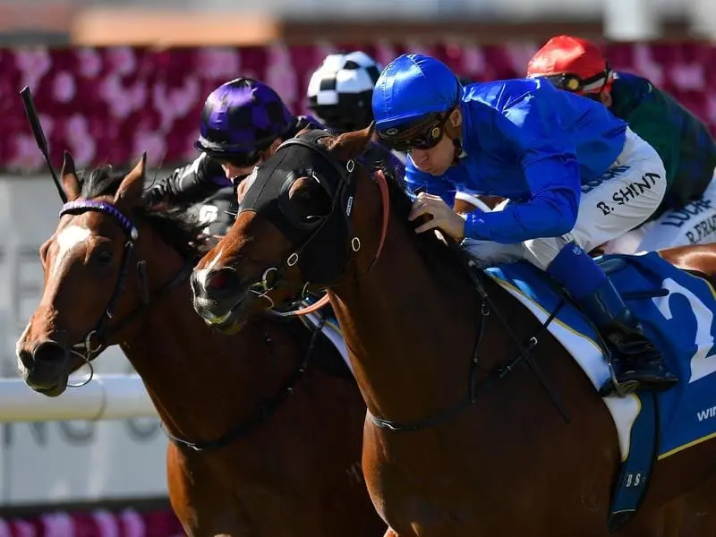 Jockey Blake Shinn rides Kordia to victory at Eagle Farm