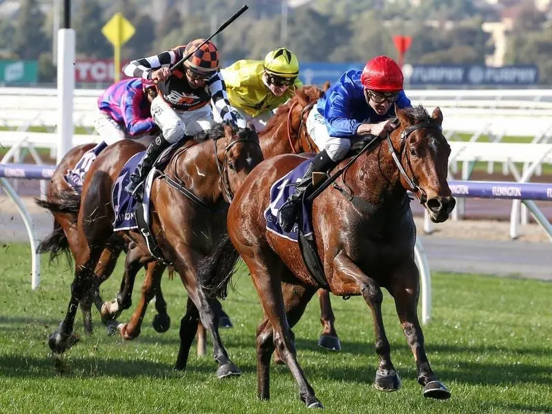 Jockey Jye McNeil rides Rubisaki to victory at Flemington