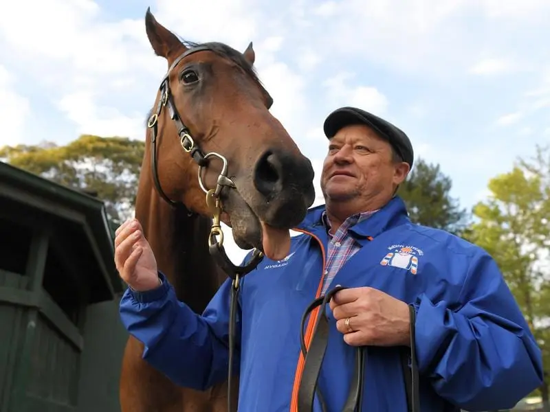 Tony McEvoy says Halogen is a much different horse to his older half-sister Sunlight (pictured). Trainer Tony McEvoy is seen with Sunlight (file image)