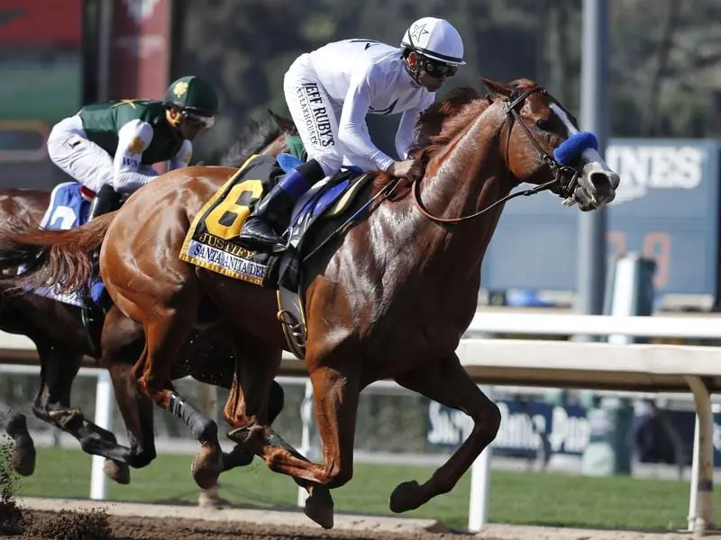 Santa Anita Derby winner Justify tested positive for scopolamine after the 2018 race. Justify won the Santa Anita Derby in California in 2018