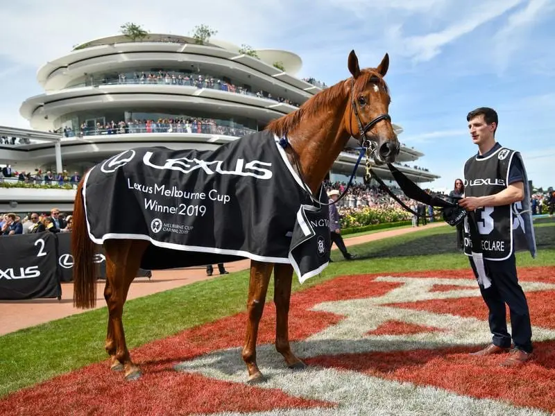 Melbourne Cup winner Vow And Declare has featured in an exhibition gallop at Geelong races. Melbourne Cup winner Vow And Declare.