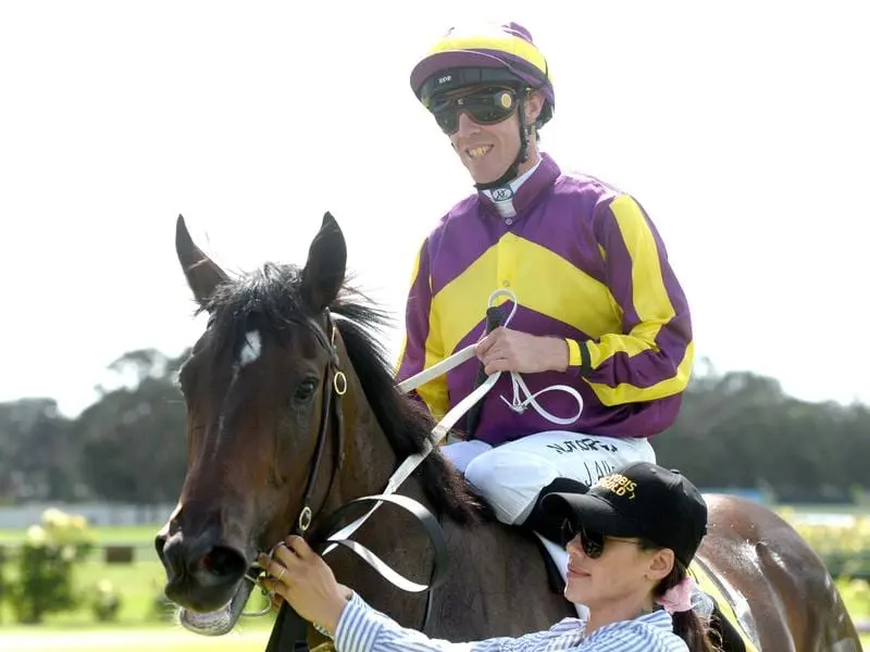 Swats That has made a winning debut at Bendigo, taking out the VOBIS Gold Rush for two-year-olds. Swats That after winning at Bendigo.