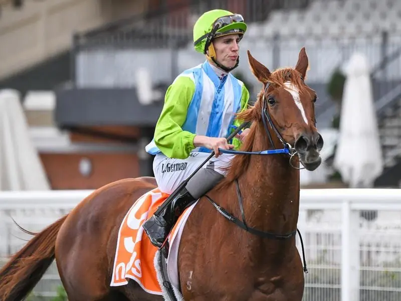 Apprentice Lewis German brought up a double at the meeting when News Girl won at Caulfield. Lewis German on News Girl.