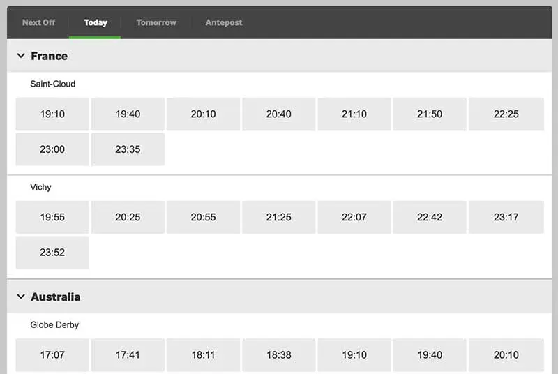 Betway horse racing fields and layout