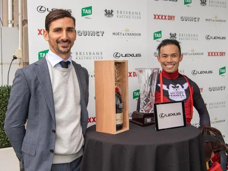 Trainer Michael Costa and jockey Allan Chau.