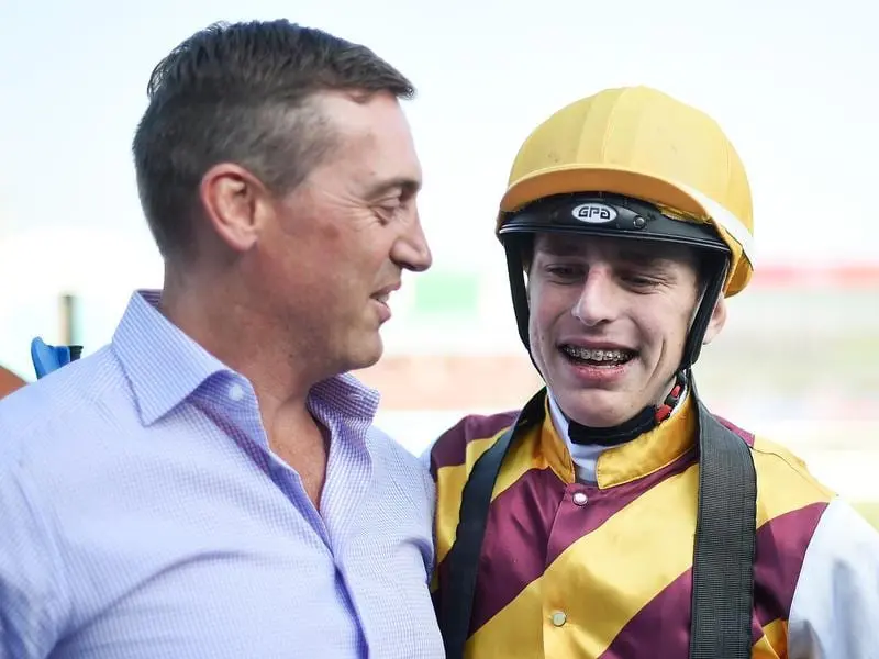 Trainer Tony Gollan and his apprentice jockey Baylee Nothdurft combined for a treble at Ipswich. Trainer Tony Gollan and his apprentice jockey Baylee Nothdurft