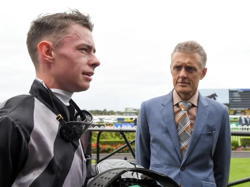 Trainer Mark Newnham and apprentice Robbie Dolan