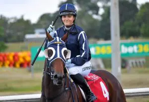 Jade Hampson (16) Talented Darwin apprentice Jade Hampson celebrates 50th win