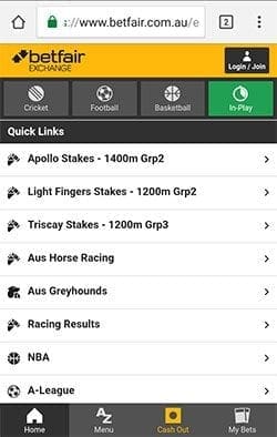 Betfair mobile betting site