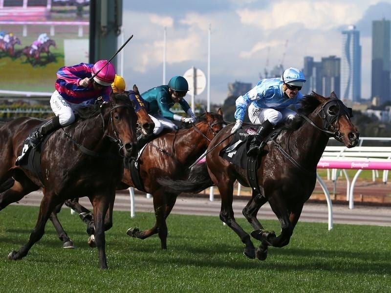 Noel Callow rides The August to win race 1 at Flemington