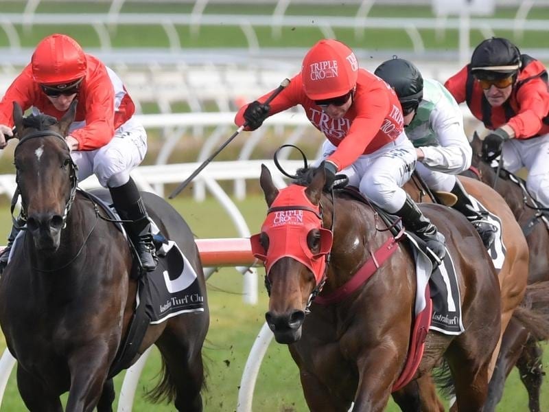 Redzel (right) wins the Concorde Stakes.