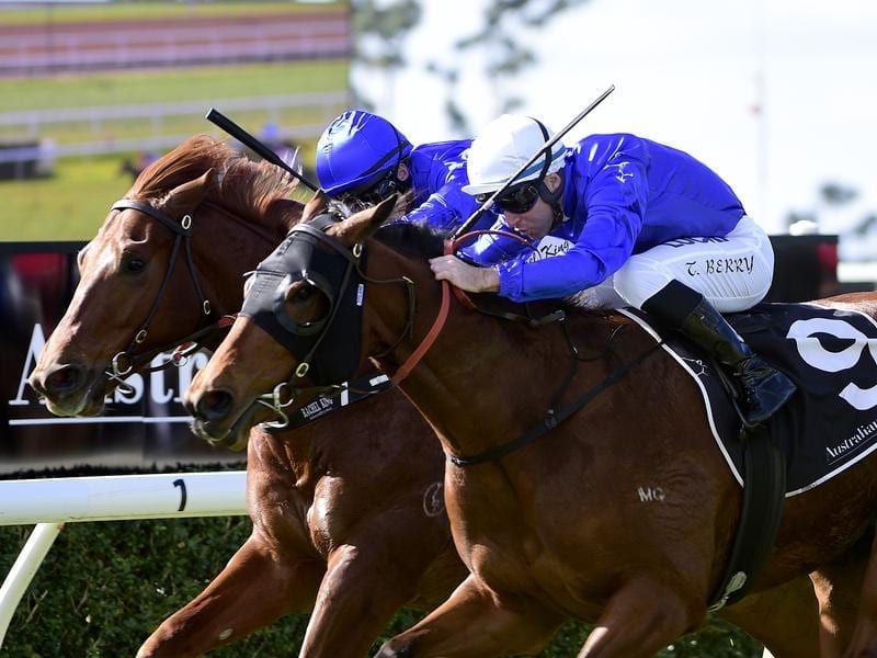 Avon River (right) beats stablemate Promotions at Warwick Farm.