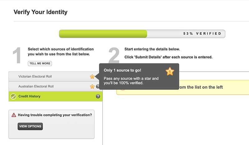 PlayUp Australia verify your identity