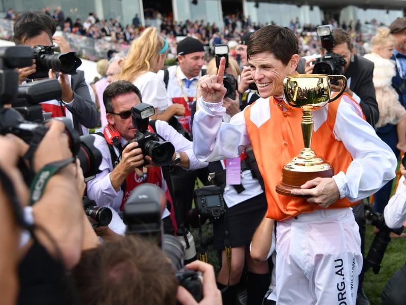 Craig Williams after winning the Melbourne Cup.