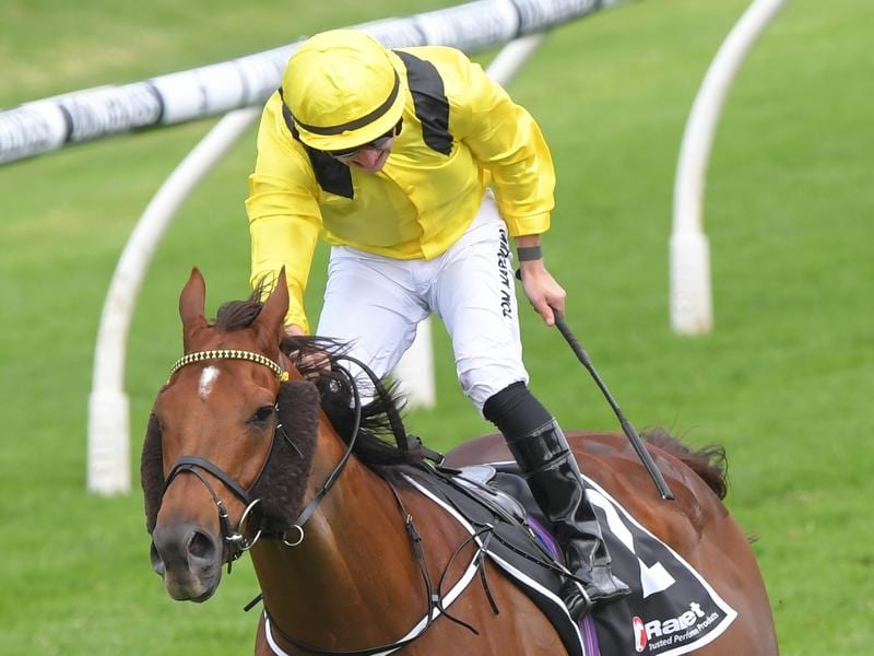 Tom Marquand rides Addeybb to victory in the Ranvet Stakes.