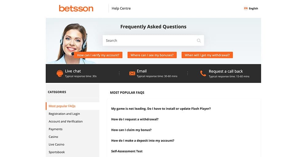 Betsson Customer Service