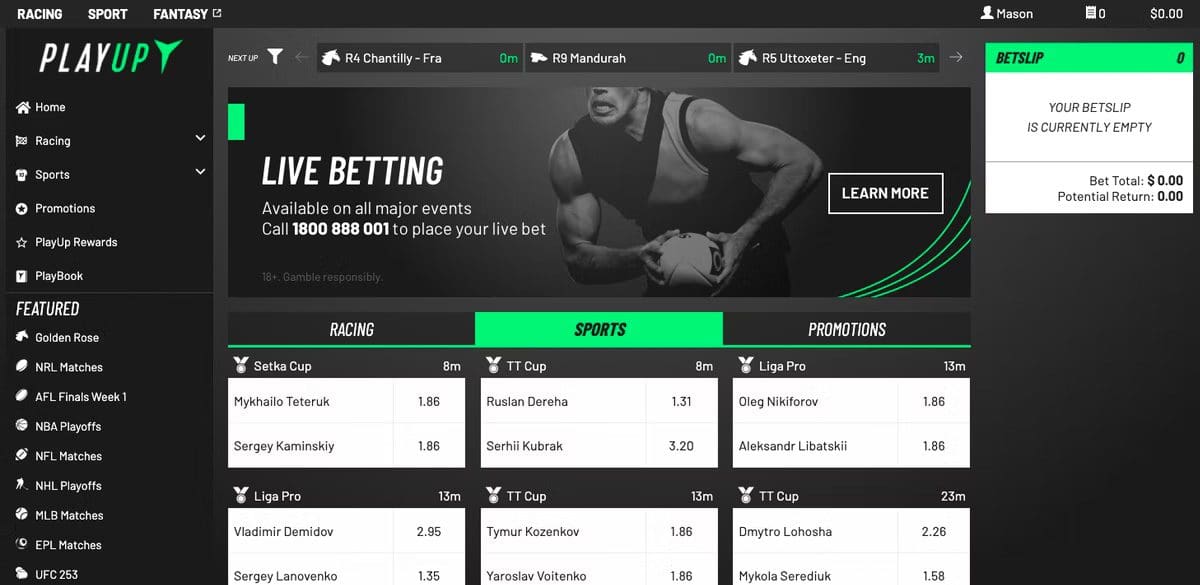 PlayUp Live Betting