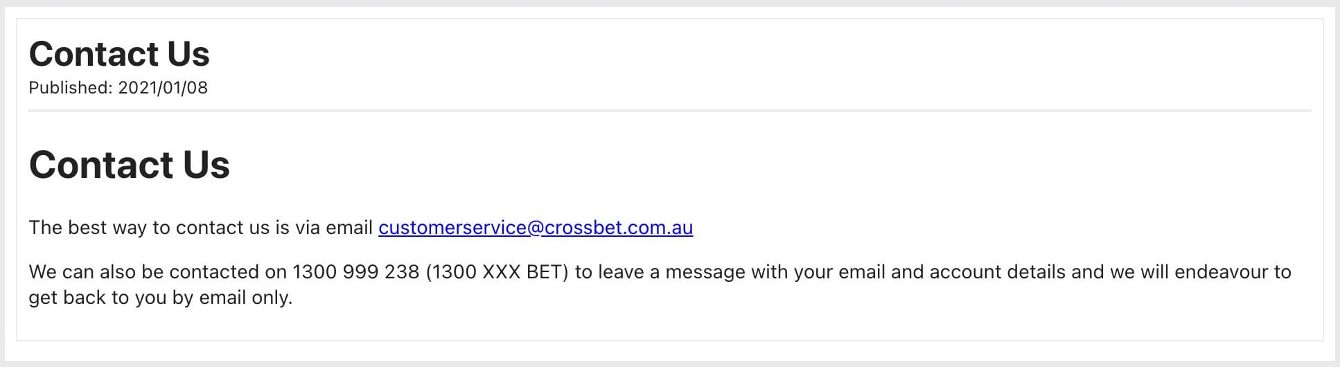 Crossbet Contact