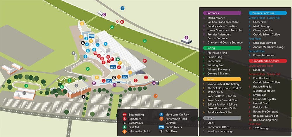 Sandown Racecourse Map