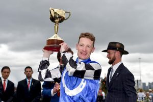 Mark Zahra after winning the Melbourne Cup on Gold Trip in 2022